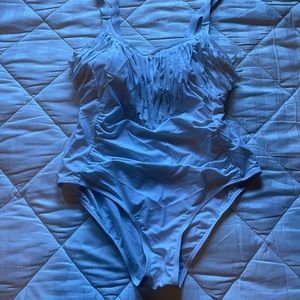 Like New white fringed one piece swimsuit
